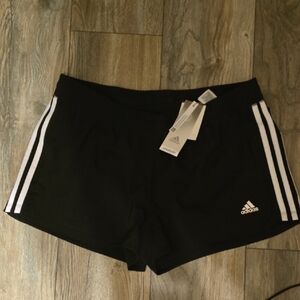 Adidas Women's Black Shorts with White Stripes